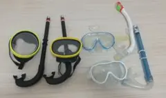 シュノーケルセット ４つマスクとシュノーケル中古品 セット販売