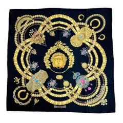 HERMES エルメス カレ90 KOSMIMA 宇宙 スカーフ シルク 黒