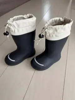 無印良品 ネイビー キッズ　長靴 16〜17cm ドローコード付き