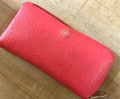 クレイサスカメリア柄長財布 ピンク