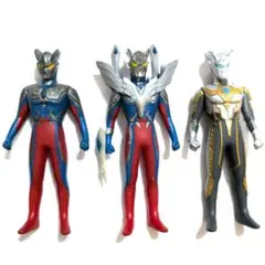 ウルトラヒーローシリーズ　ウルトラマンゼロ　ソフビ　3体セット　中古