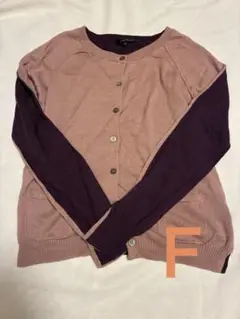 ピンクと紫のボタン付きカーディガン Ｆサイズ