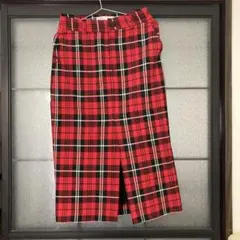 ZARA スカート　赤黒　チェック　赤　レッド　美品
