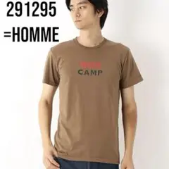 291295=HOMME 34/11引き揃え天竺Tシャツ　ブラウン　メンズ　M