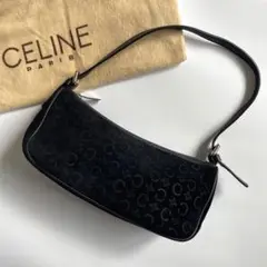 【極美品】セリーヌ アクセサリーポーチ Cマカダム スエード ワンショルダー 黒