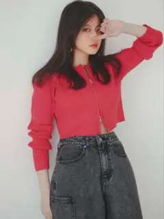 GRL 今田美桜 ダブルジップ リブ トップス