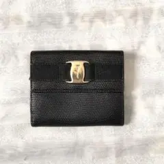 ferragamo 折財布 革財布 皮財布 黒 ブラック