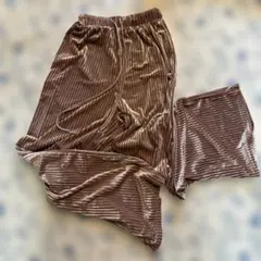 【GRL】ベルベット風リブ柄ワイドパンツ