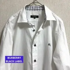 バーバリー　ブラックレーベル　長袖　シャツ　ドット　ホワイト　サイズ2