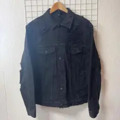 H&M メンズ ダメージデニムジャケット　黒　M