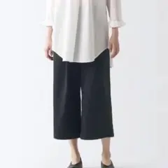 【無印良品/ブラック】再生ポリエステルクロップドパンツ