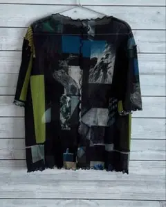 HARE フォトコラージュプリーツトップス　シアーシャツ シースルー　半袖