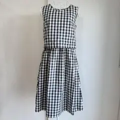 【美品】OPAQUE.CLIP ノースリーブ ひざ丈ワンピース ギンガムチェック
