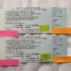 パンサーズ vs サンダーズ11月19日アリーナシートA席ベンチ側4列目連番2枚