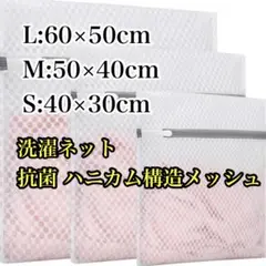洗濯ネット ランドリーネット 抗菌 ハニカム構造メッシュ 3枚セット