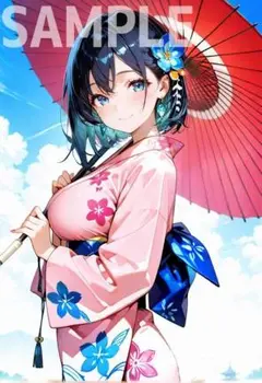 浴衣 美少女 可愛い コスプレ イラスト A4 ポスター M113:ぐらころ