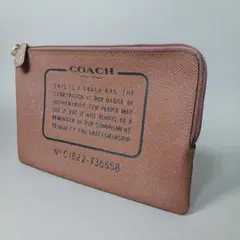 【未使用】COACH コーチ ポーチ ブラウン レザー クラッチバッグ セカンド