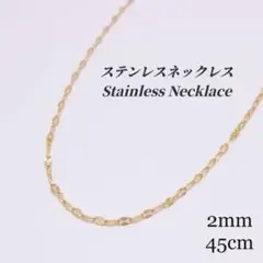 《ステンレス》　リップチェーンネックレス　afe066　ゴールド
