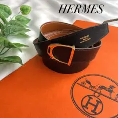 HERMES エルメス レザーベルト 本革 刻印 金具 ゴールド ヴィンテージ