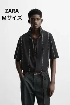 ZARA ザラ コントラスト刺繍シャツ M 完売品