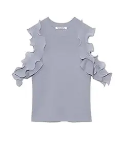 SNIDEL Sustainableフリルスリーブニットプルオーバー
