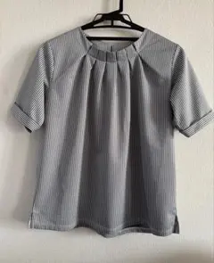 a.v.v ストライプ プリーツ 半袖シャツ ブラウス カットソー