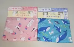 移動ポケット　シマエナガ いちご・海の生物デザイン