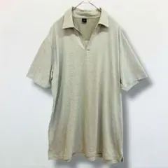 ユニクロ ボーダー スキッパー ポロシャツ 【XL】半袖 ベージュ UNIQLO