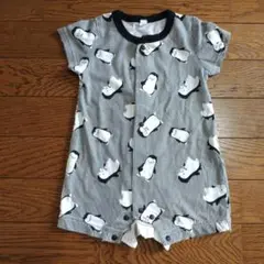 ペンギン柄 レトロ 半袖ロンパース 70㎝