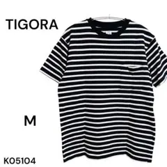 ★美品★TIGORA ティゴラ Tシャツ M ストライプ 胸ポケット付