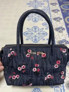MIUMIU フラワープリントデニムバッグ
