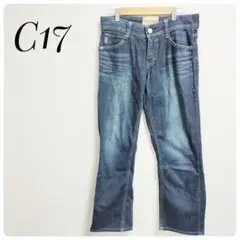 【良品】C17 ストレートデニム ジーンズ 王冠柄タグが可愛い レディース