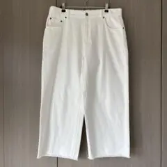 新品未使用 スクロール 綿100% クロップド ホワイトジーンズ 3L