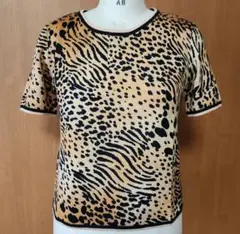 LEONARD FASHION ヒョウ柄 半袖カットソー シルク混