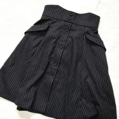 ひざ丈スカート ネイビー ストライプ