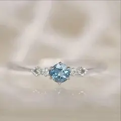 12号 至高✨シルバーリング アクアマリン czダイヤ ロイヤル 細美 煌びやか