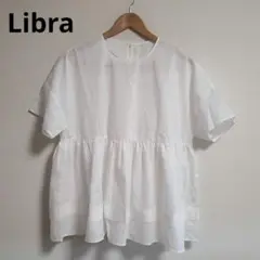 Libra リブラ ブラウス ノーカラー ティアード ギャザー 半袖 ノームコア