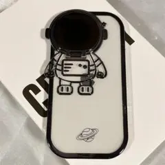 ﻿iPhone13 promax クリアTPU　紫　宇宙飛行士 アイフォンケース