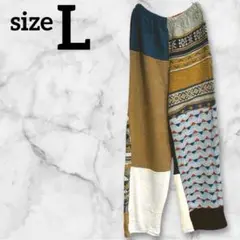 カジュアルパンツ【L】パッチワーク 冬 海外古着