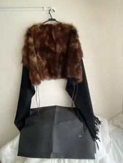 FENDI カシミヤ100 リアルファー 大判ストール