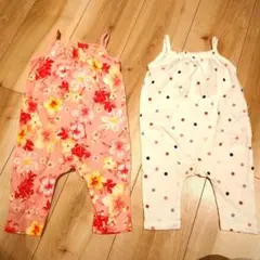 ベビー服　ハイビスカス　ドット　フラワー　ピンク　68センチ　H&M