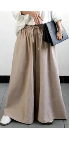 お値下げ　 antiquaアンティカ　リネン　ワイドシルエットパンツ