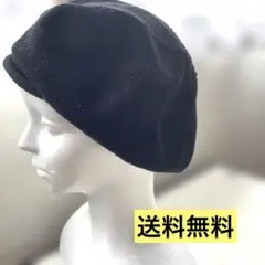 『24時間以内発送』黒いニットベレー帽 シンプルで スタイリッシュなデザイン