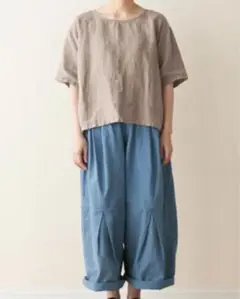 IDEE POOL いろいろの服 リネンプルオーバーブラウス ベージュ 皆川明