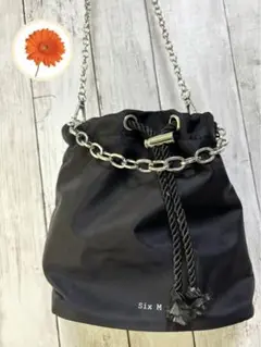 ■新品■【Six M】サテン巾着　2Wayショルダーバッグ　黒