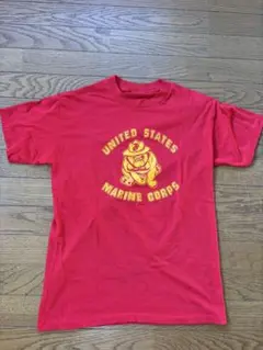 80s ブルドック USMC ロゴ入り 赤 Tシャツ