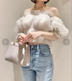 SNIDEL ボリュームギャザーフリルオフショルブラウス