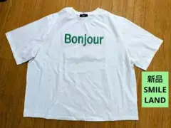 新品★スマイルランド　大きめ　ロゴ刺繍Tシャツ　ホワイト　白　XL 3L