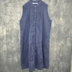 ✨綿100％✨ リラシク M シャツワンピース ノースリーブ キレカジ 春夏 青