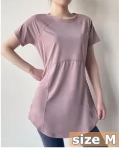 ピンク スポーツTシャツ M ヨガウェア ピラティス　フィットネス